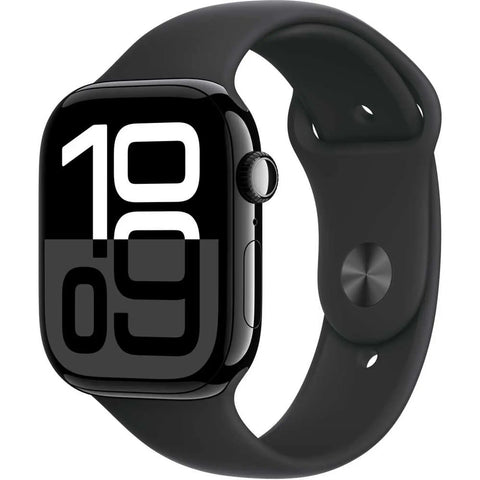 Apple Watch Series 10 GPS 46mm – Jet Black Aluminium Case with Black Sport Band (M/L)