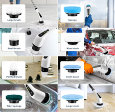 Cordless Electric Spin Scrubber, Electric Cleaning Brush with 8 Replacement Brush Heads